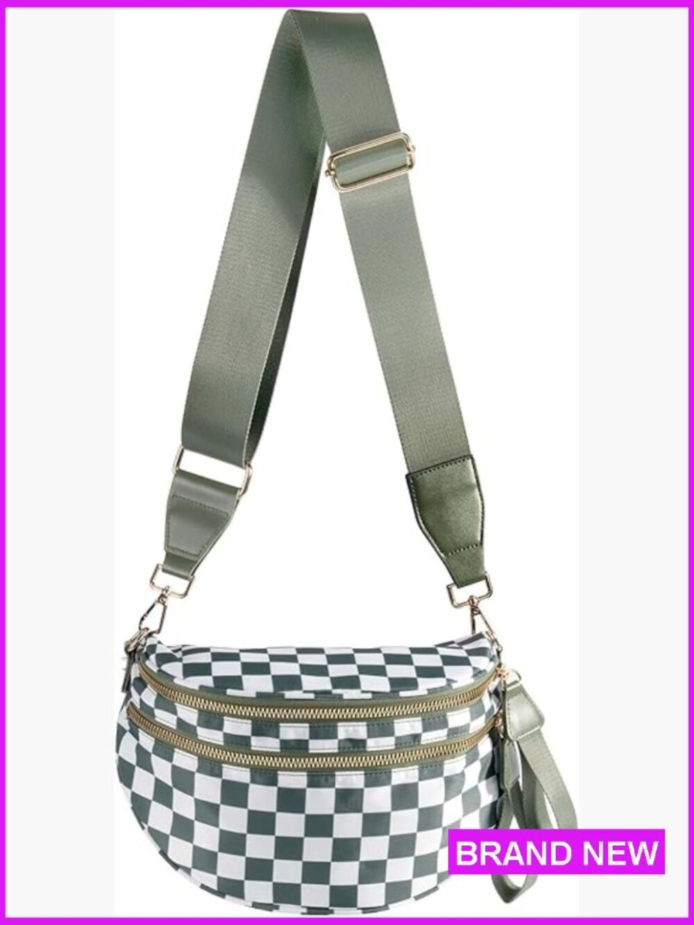 Checkered Crossbody Bag Fanny Pack Belt Waist Bag Spacious Trendy Y2K